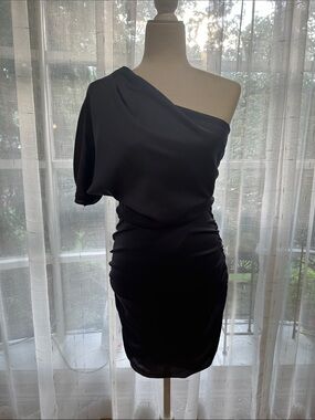 Aiden Women’s One-Shoulder Dark Charcoal Cocktail Dress Size 6